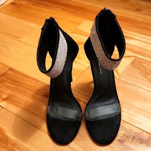Sexy Black Stilleto Heel Sandal Rhinestone Bling strap; See Matching belt also!!